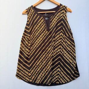 New York & Company Brown and Gold Chain Tank Top Size XL